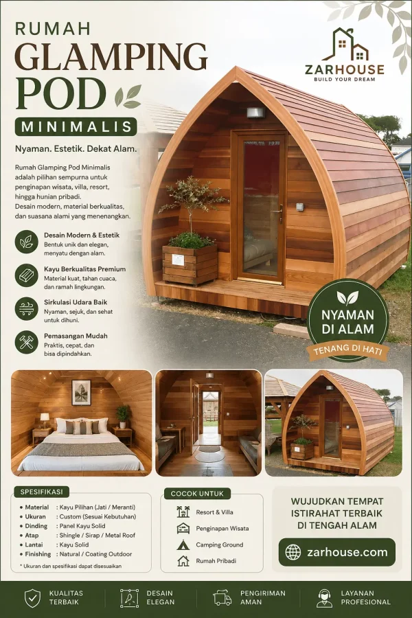 Rumah Glamping Pod Minimalis (1) Rumah Glamping Pod Minimalis