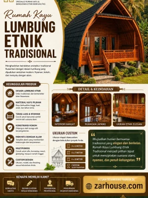 Rumah Kayu Lumbung Etnik Tradisional