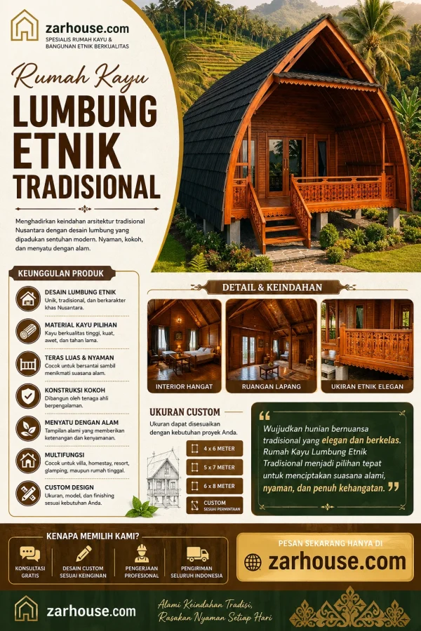 Rumah Kayu Lumbung Etnik Tradisional