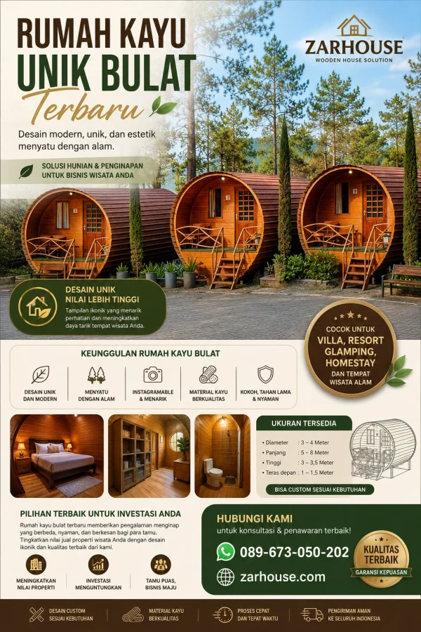 Rumah Kayu Unik Bulat Terbaru