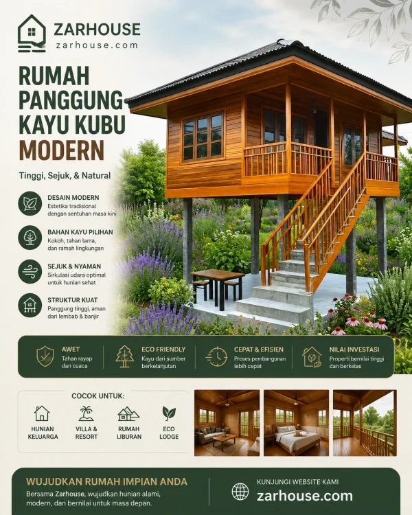 Rumah Panggung Kayu Kubu Modern